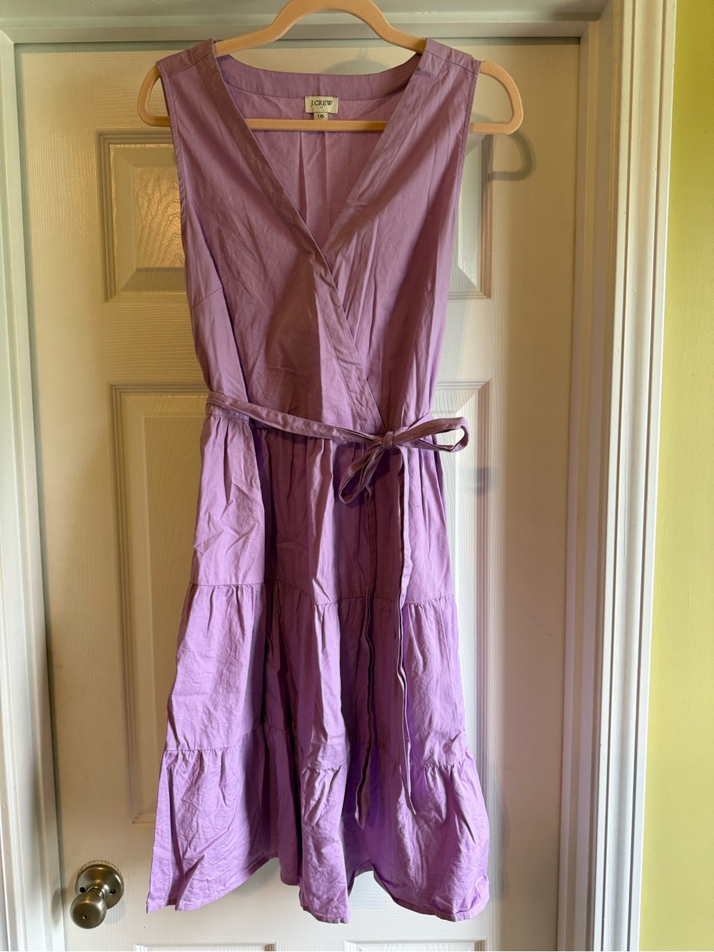 J. Crew Sleeveless Lavender Wrap Midi Dress with Tie Waist
